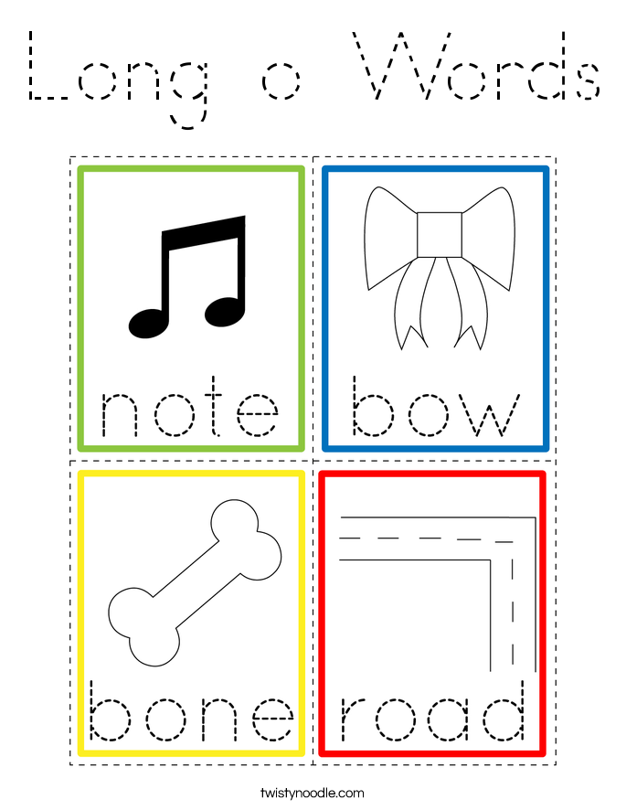 Long o Words Coloring Page
