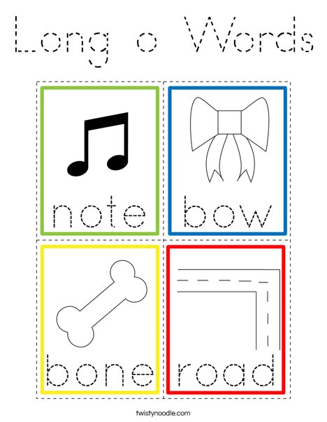 Long o Words Coloring Page