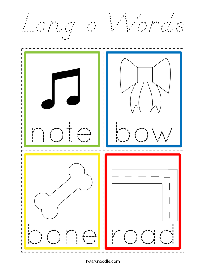 Long o Words Coloring Page
