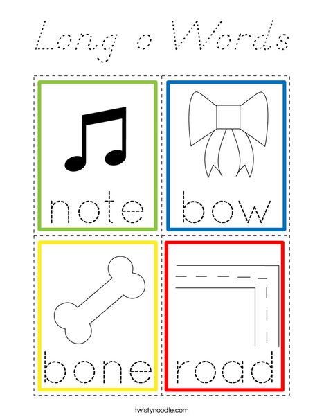 Long o Words Coloring Page