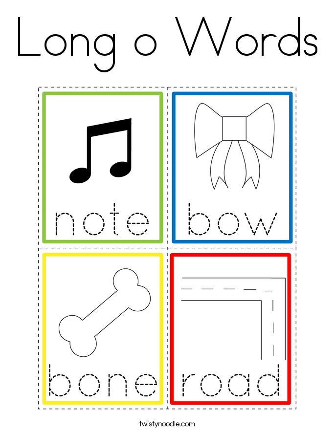 Long o Words Coloring Page