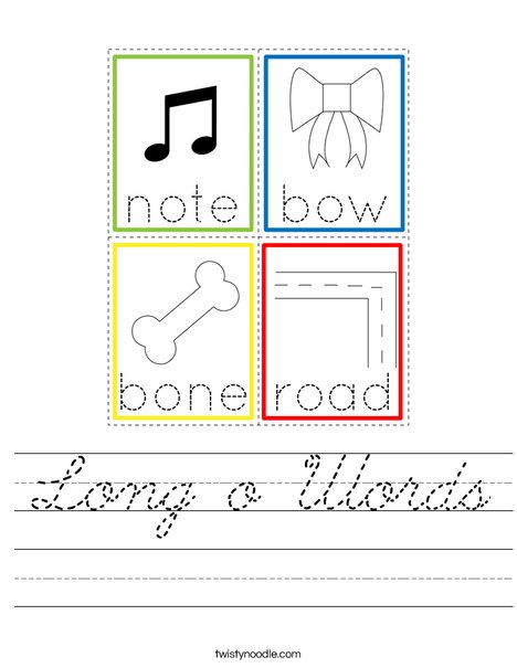 Long o Words Worksheet