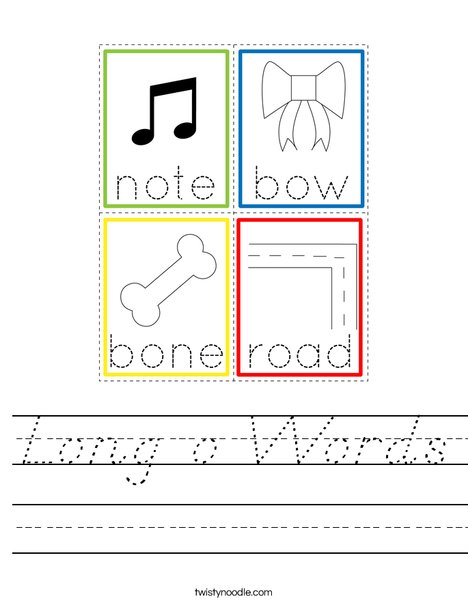 Long o Words Worksheet