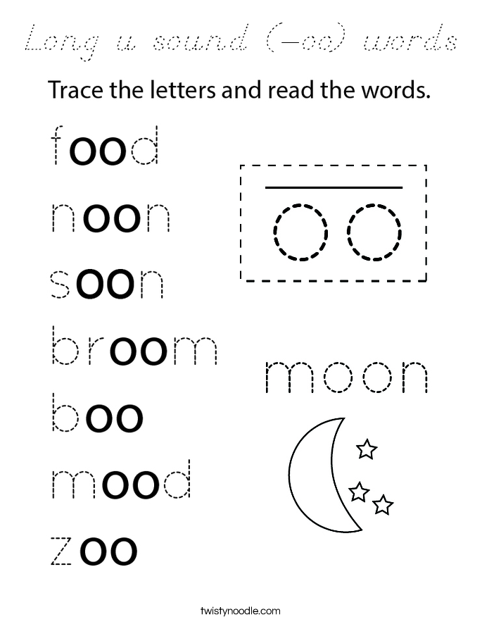 Long u sound (-oo) words Coloring Page
