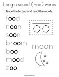 Long u sound (-oo) words Coloring Page