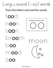 Long u sound (-oo) words Coloring Page