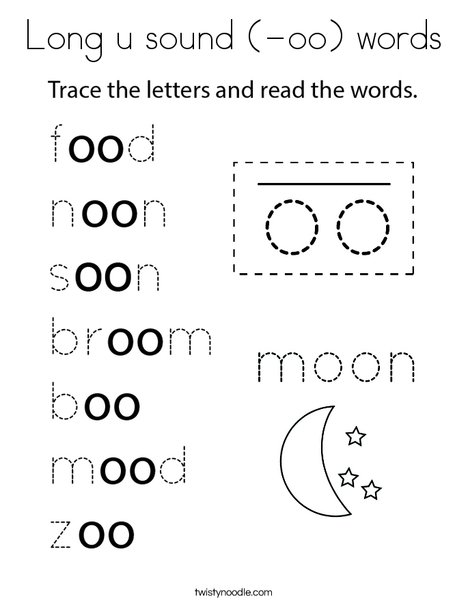 Long u sound (-oo) words Coloring Page