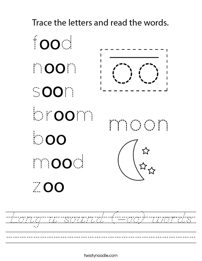 Long u sound (-oo) words Worksheet