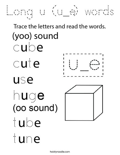 Long u (u_e) words Coloring Page