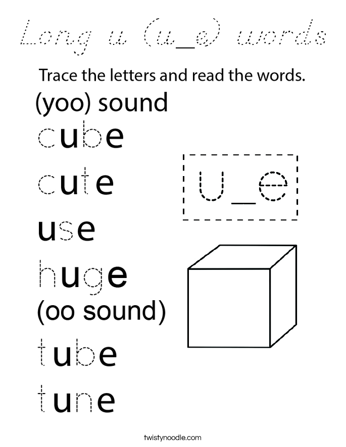 Long u (u_e) words Coloring Page