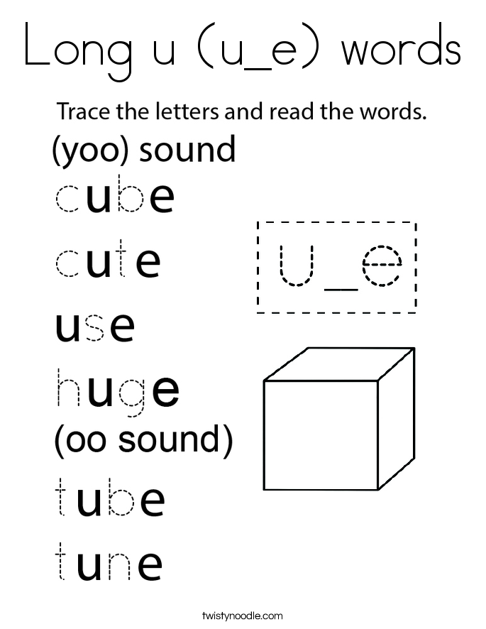 Long u (u_e) words Coloring Page