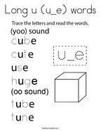 Long u (u_e) words Coloring Page