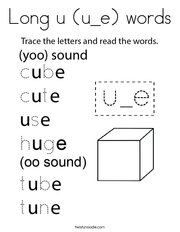 Long u (u_e) words Coloring Page
