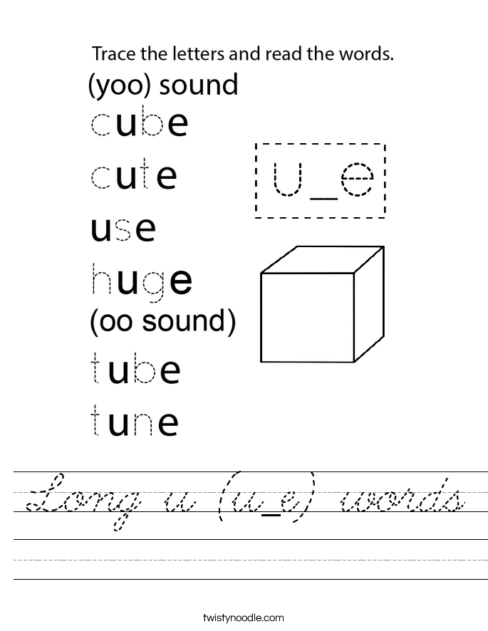 Long u (u_e) words Worksheet