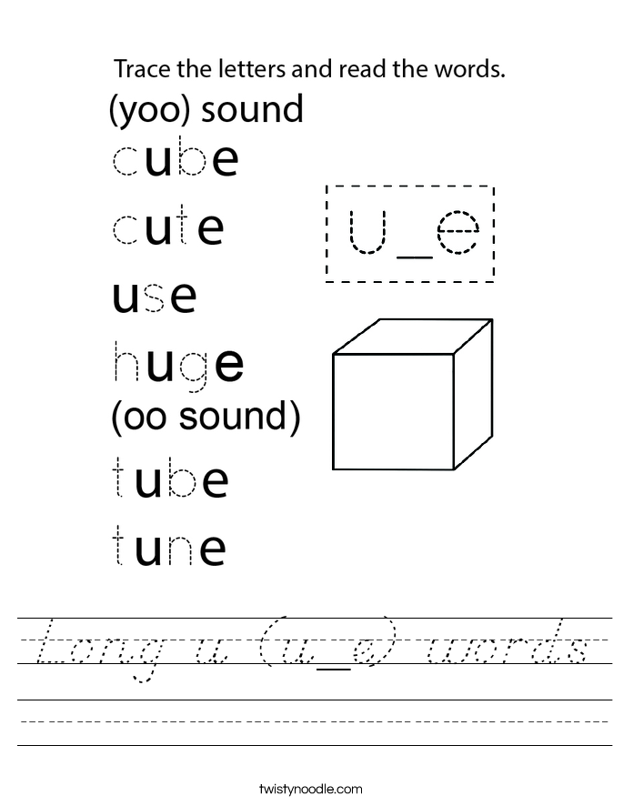 Long u (u_e) words Worksheet