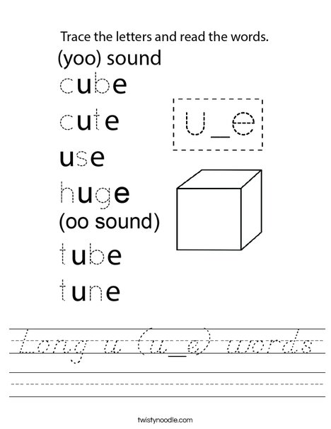 Long u (u_e) words Worksheet