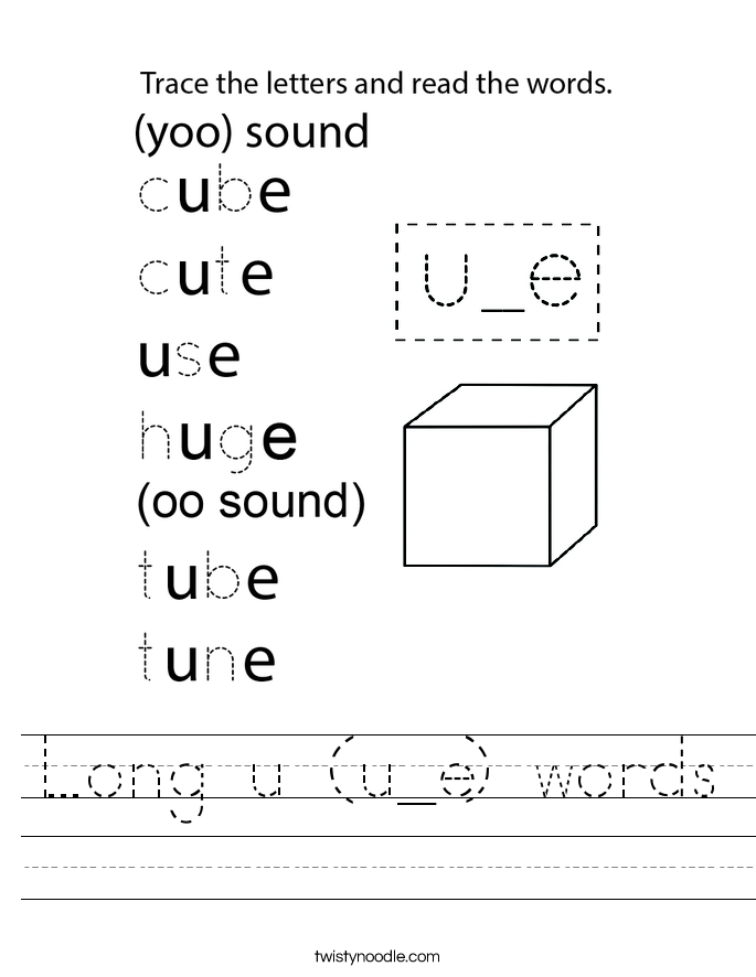 Long u (u_e) words Worksheet