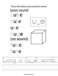 Long u (u_e) words Worksheet