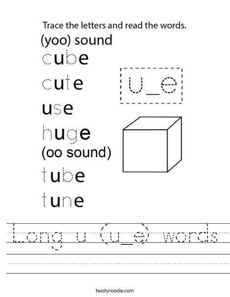 Long u (u_e) words Worksheet