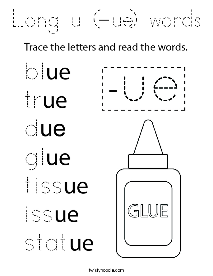 Long u (-ue) words Coloring Page