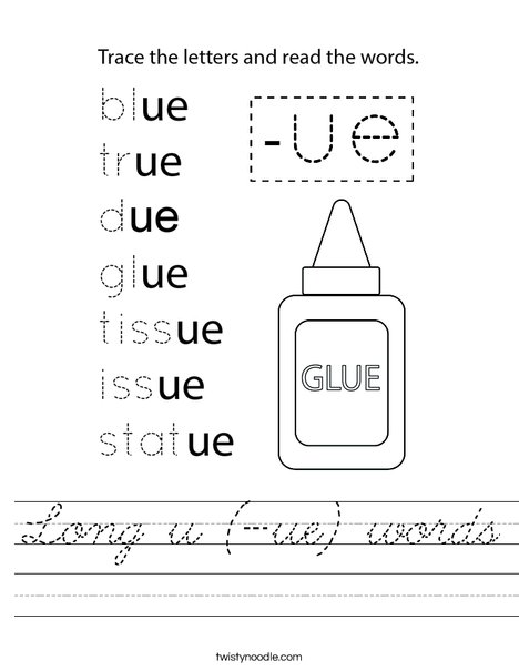 Long u (-ue) words Worksheet