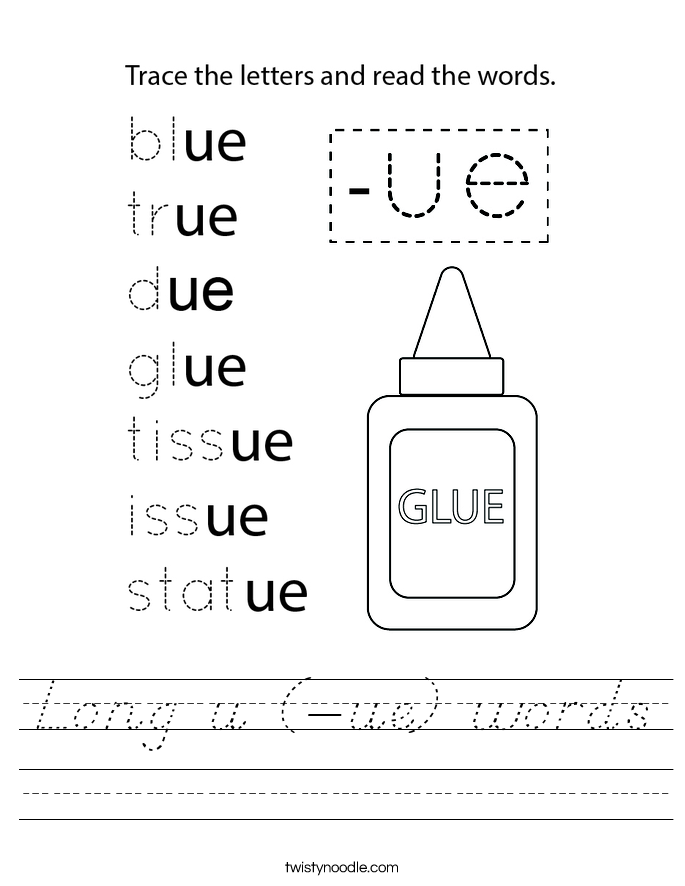Long u (-ue) words Worksheet