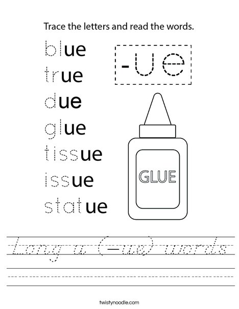 Long u (-ue) words Worksheet