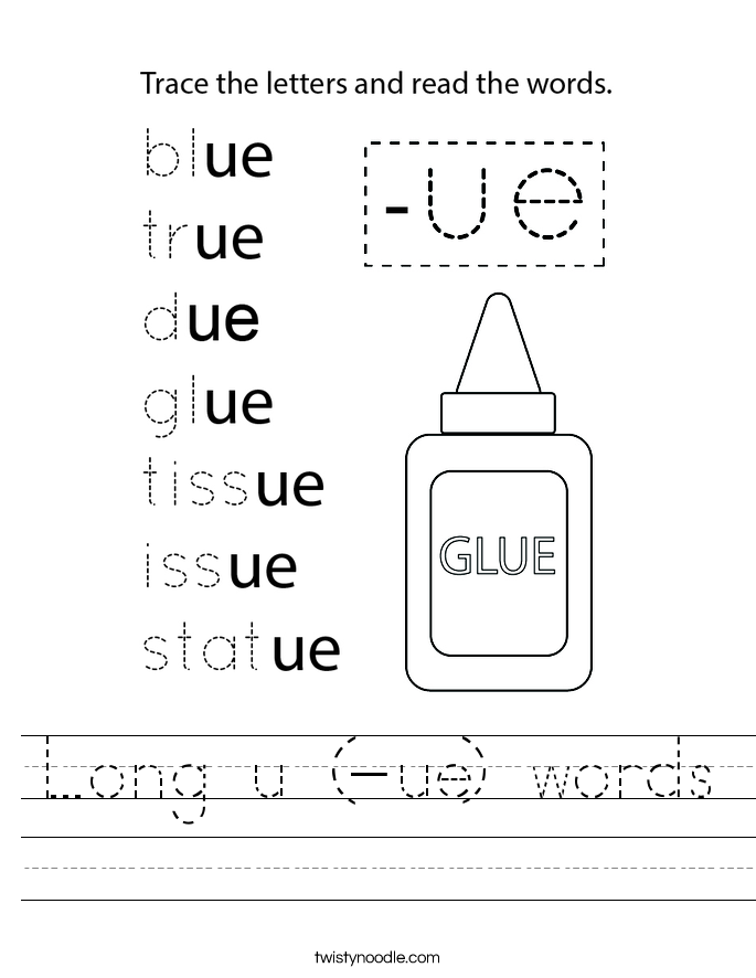 Long u (-ue) words Worksheet