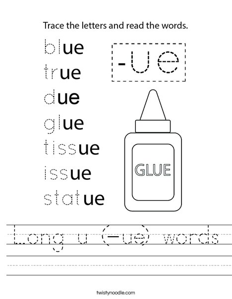 Long u (-ue) words Worksheet