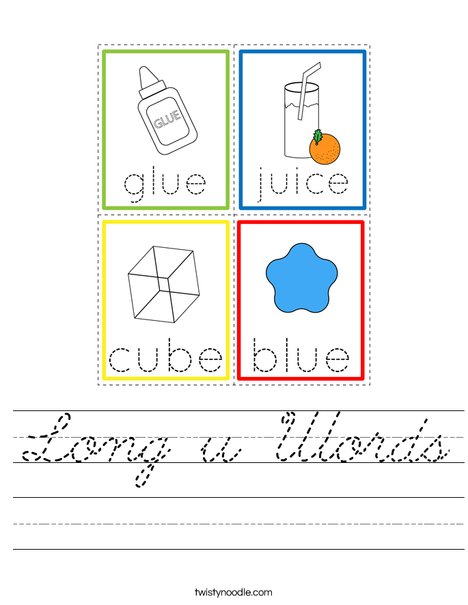 Long u Words Worksheet