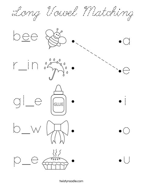 Long vowel matching Coloring Page