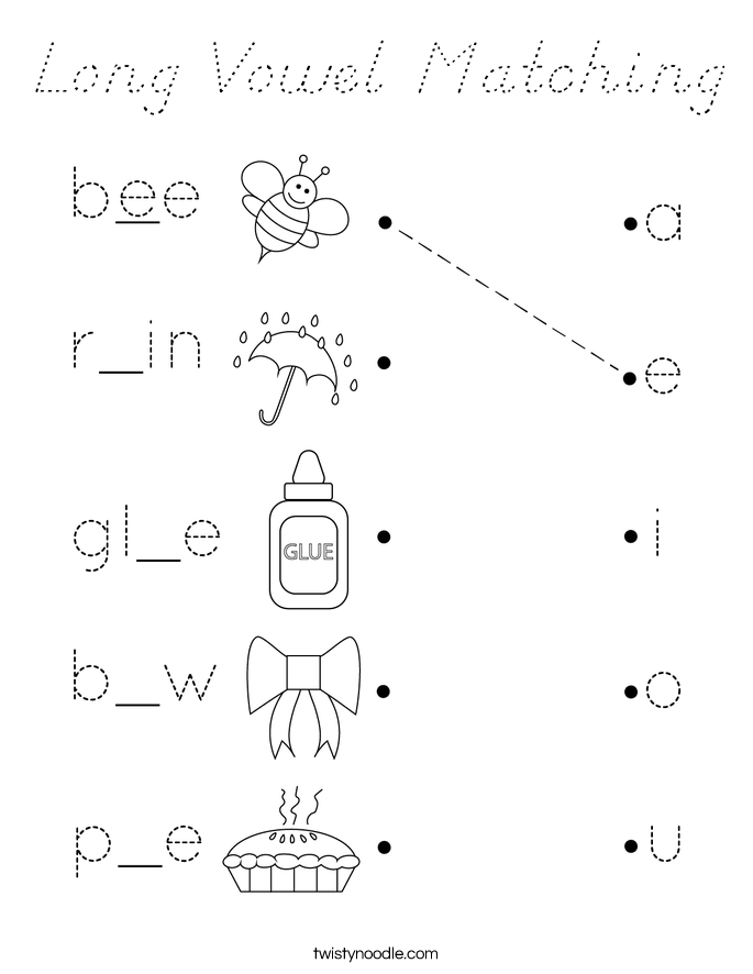 Long Vowel Matching Coloring Page