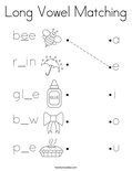 Long Vowel Matching Coloring Page