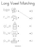 Long Vowel Matching Coloring Page