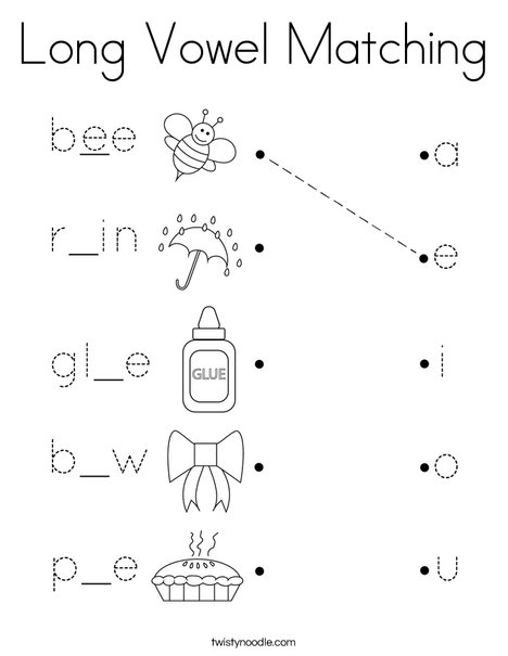 Long vowel matching Coloring Page