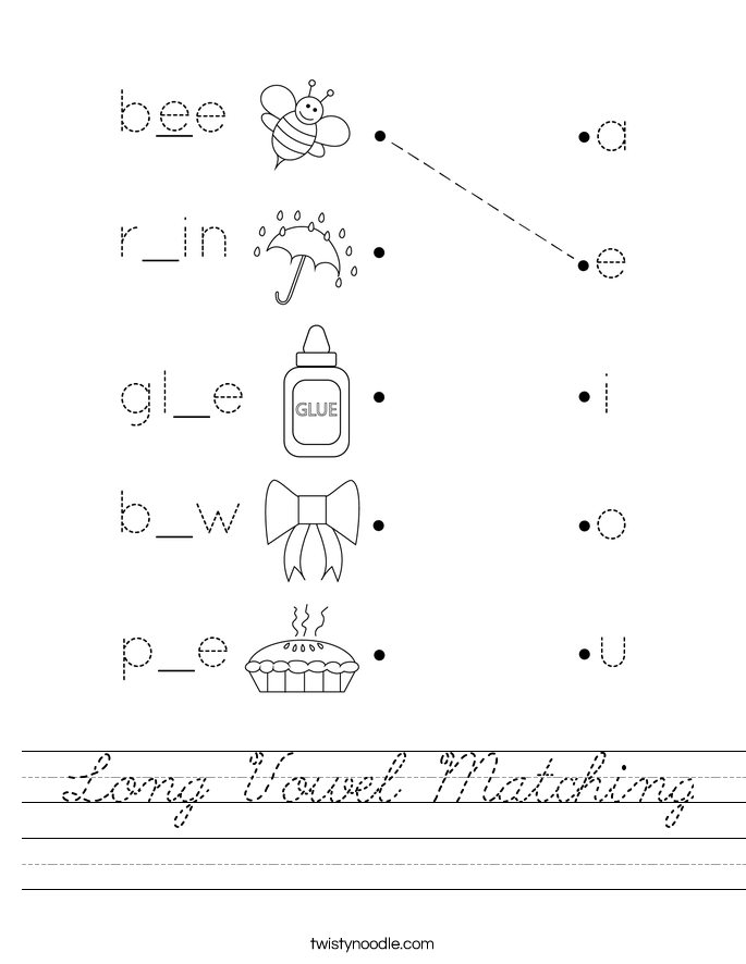 Long Vowel Matching Worksheet