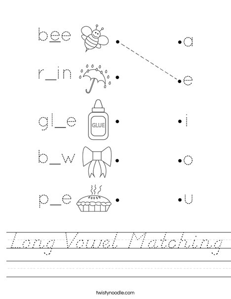 Long vowel matching Worksheet