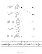 Long Vowel Matching Handwriting Sheet