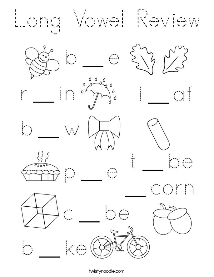 Long Vowel Review Coloring Page