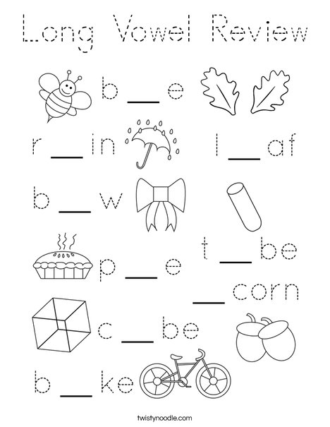 Long Vowel Review Coloring Page