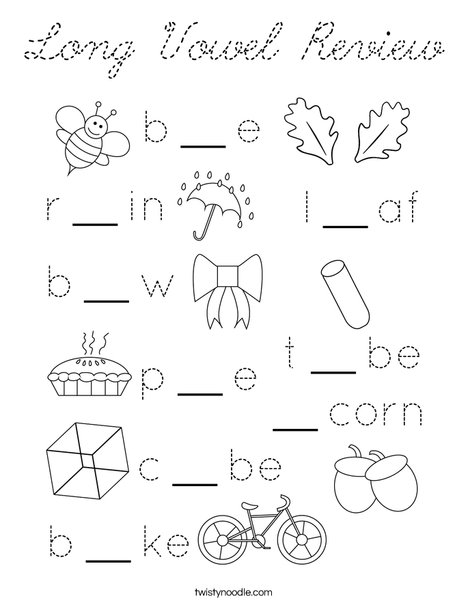 Long Vowel Review Coloring Page