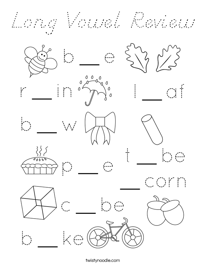 Long Vowel Review Coloring Page