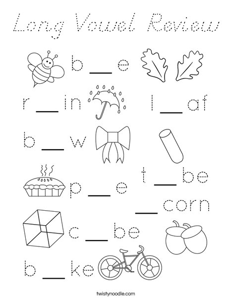 Long Vowel Review Coloring Page