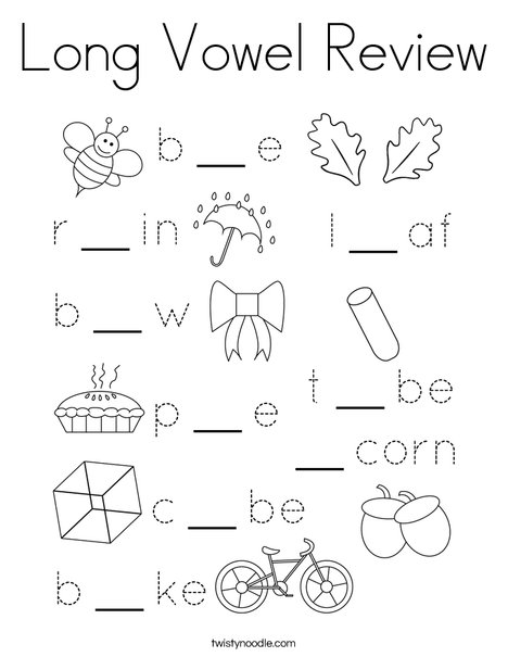 Long Vowel Review Coloring Page