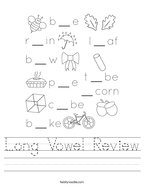 Long Vowel Review Handwriting Sheet