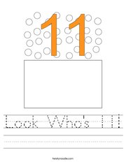 Look Who's 11 Handwriting Sheet