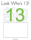 Look Who's 13 Coloring Page