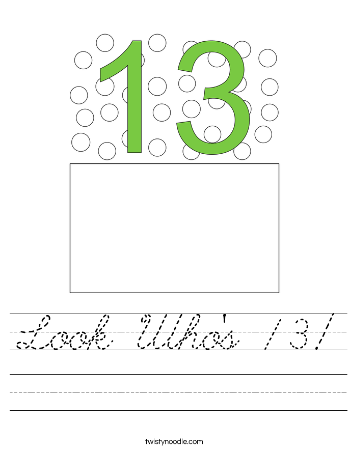 Look Who's 13! Worksheet
