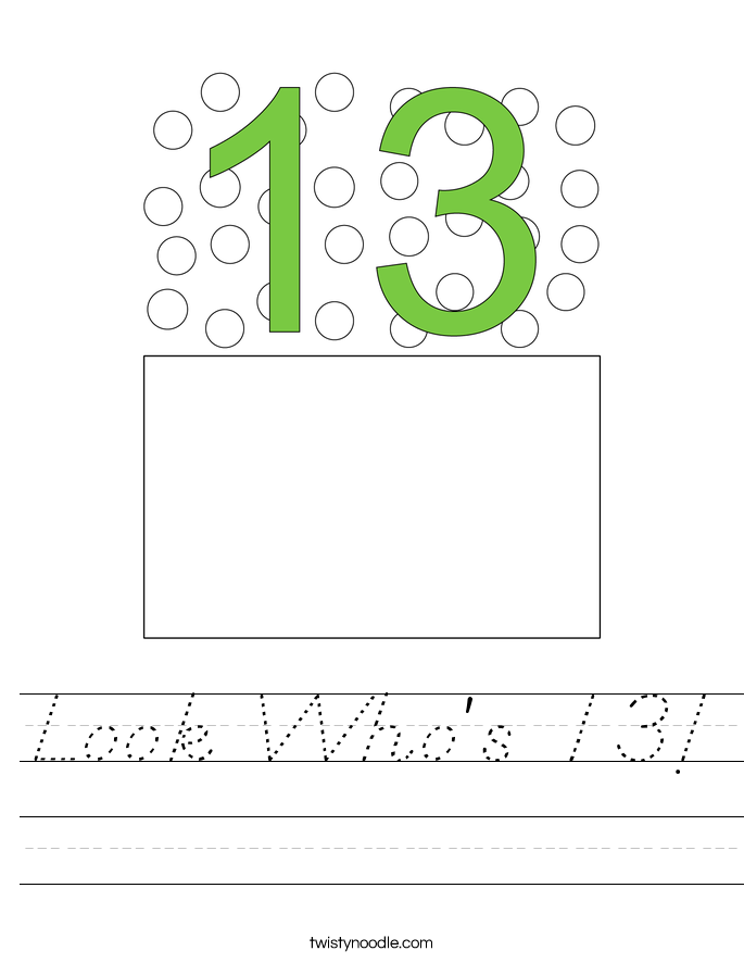 Look Who's 13! Worksheet