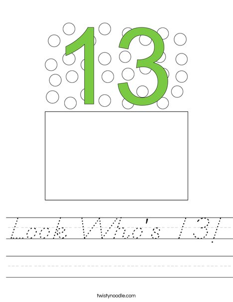 Look Who's 13! Worksheet